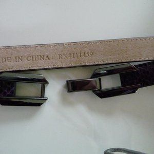 WHITE HOUSE BLACK MARKET women's purple embossed leather belt size XS/S
